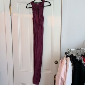 Elegant Purple Sleeveless Halter Dress